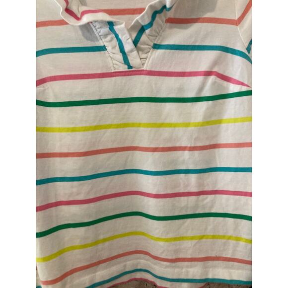 Crown & Ivy Shirt Women's Petite Medium Multicolor Rainbow Striped Ruffle V Neck - Picture 5 of 13